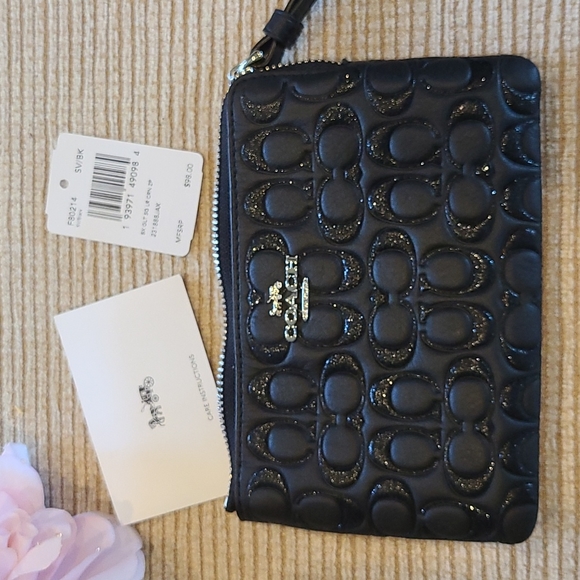 Coach boxed sparkle signature leather corner zip wristlet - Picture 8 of 14